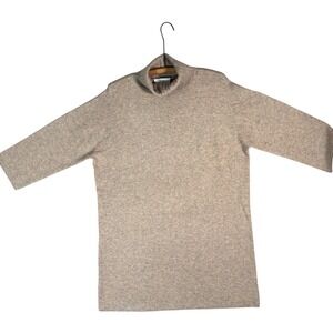 Pomander Place XXL Roll Neck Tunic Sweater‎ Dress Heathered Beige 3/4 Sleeve